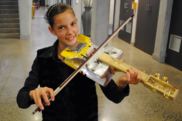Violin made from an oil tin.