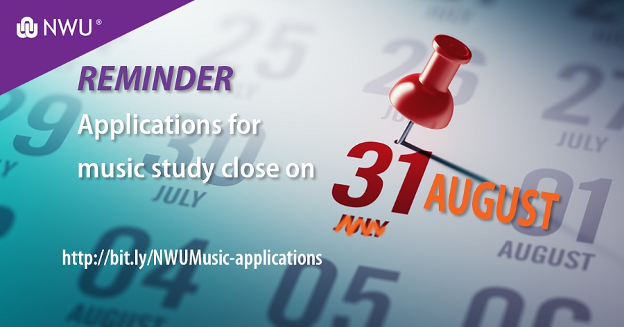 Applications for music study close on 31 August 2020.